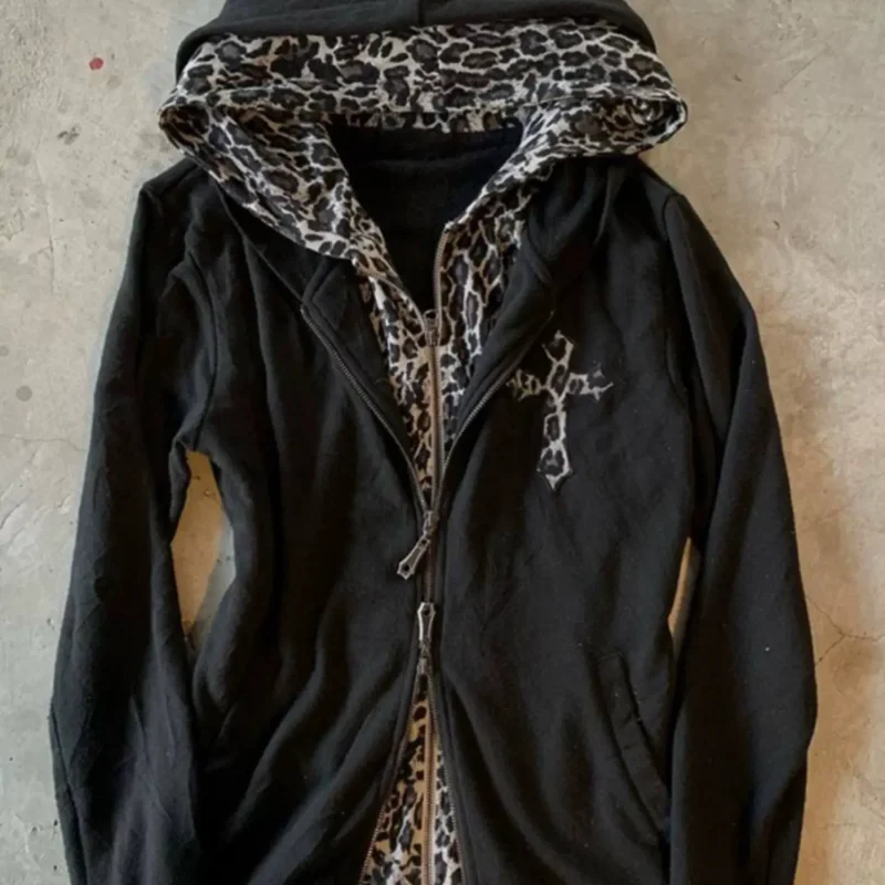 Zip hoodie leopard print